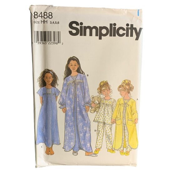 Simplicity Girls Sleepwear Sewing Pattern Sz 3-6 8488 - Uncut - Picture 1 of 4
